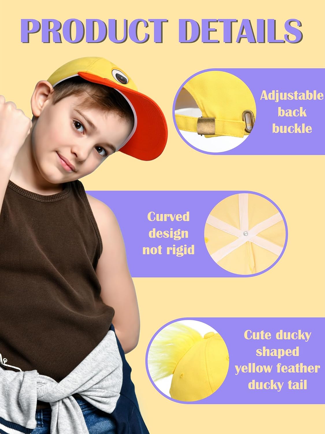 Geyoga 4-Pack Funny Rubber Duck Hats