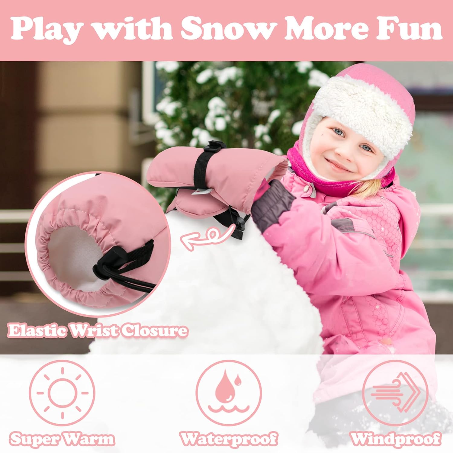 Sarfel waterproof winter mittens for toddlers