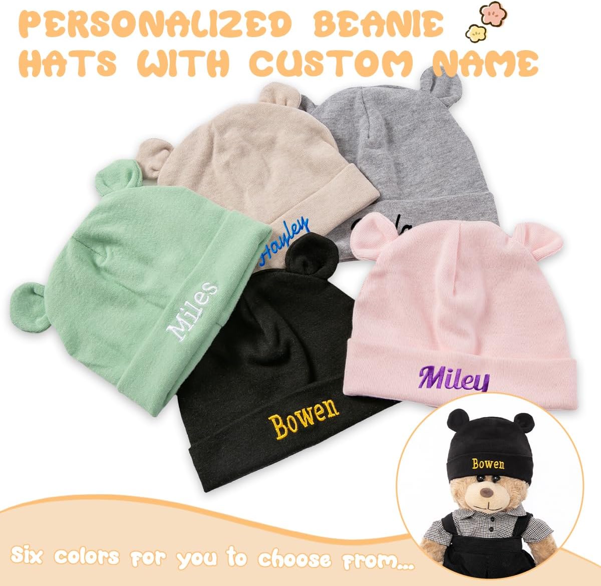 Custom Baby Hat embroidered cotton beanie gloves for kids