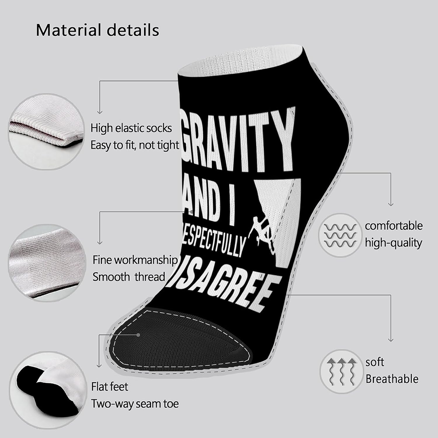 Gravity And I Respectfully Disagree Rock Climbing Boys Crew Socks
