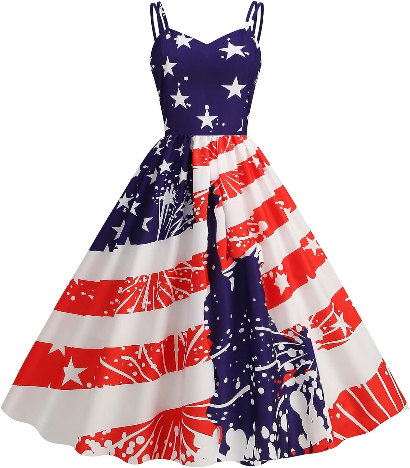 Patriotic Red White and Blue Mini Dress for Women