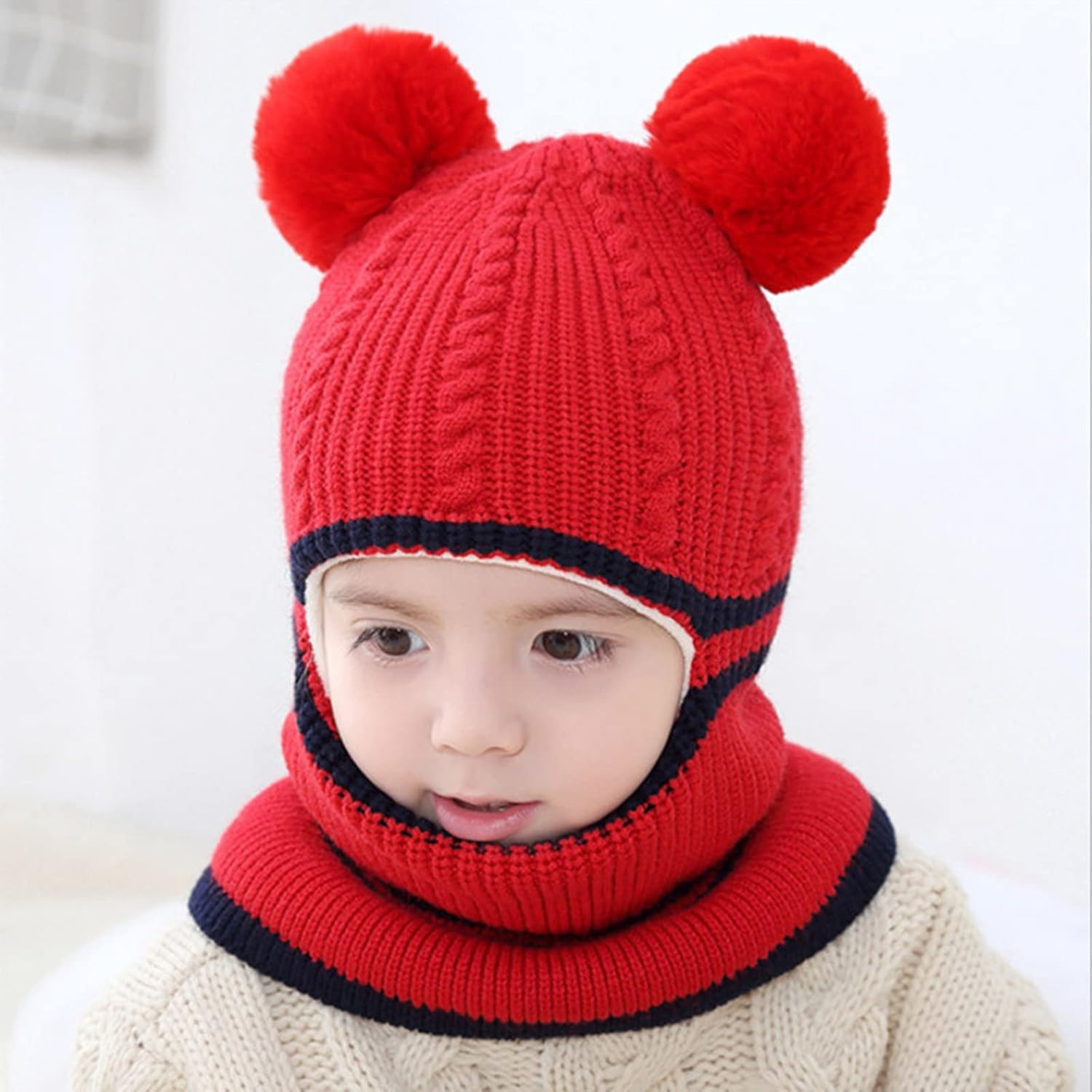 Kindergarten Kids Toddler Winter Warm beanie Set Baby with Adjustment Fit