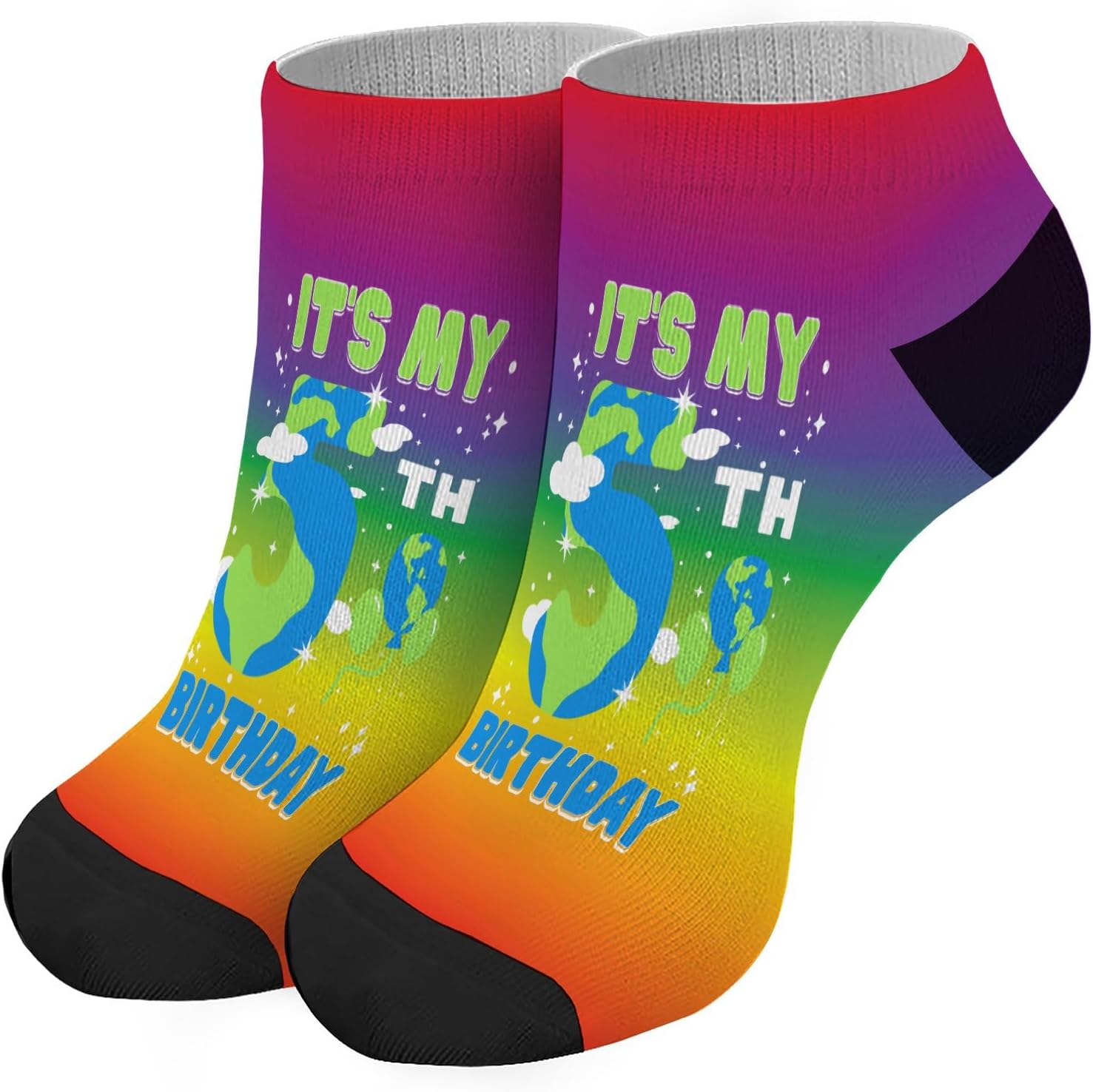 5th Birthday Socks for Kids and Adults with Earth Day Message