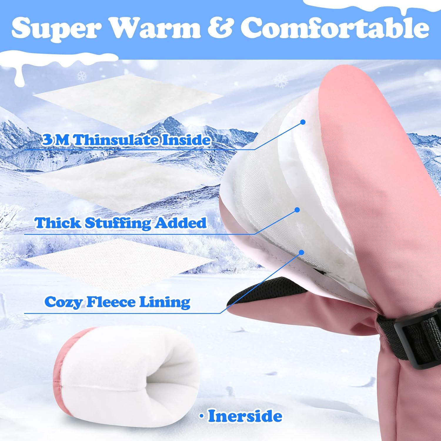 Sarfel waterproof winter mittens for toddlers