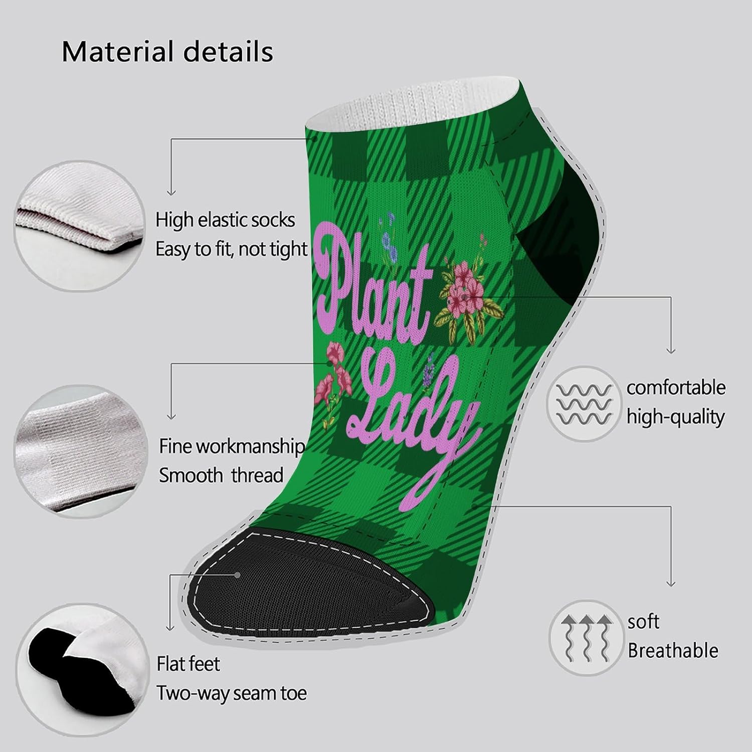 Plant Lady Mens Ankle Dress Socks Unique Design Comfortable and Perfect Gift