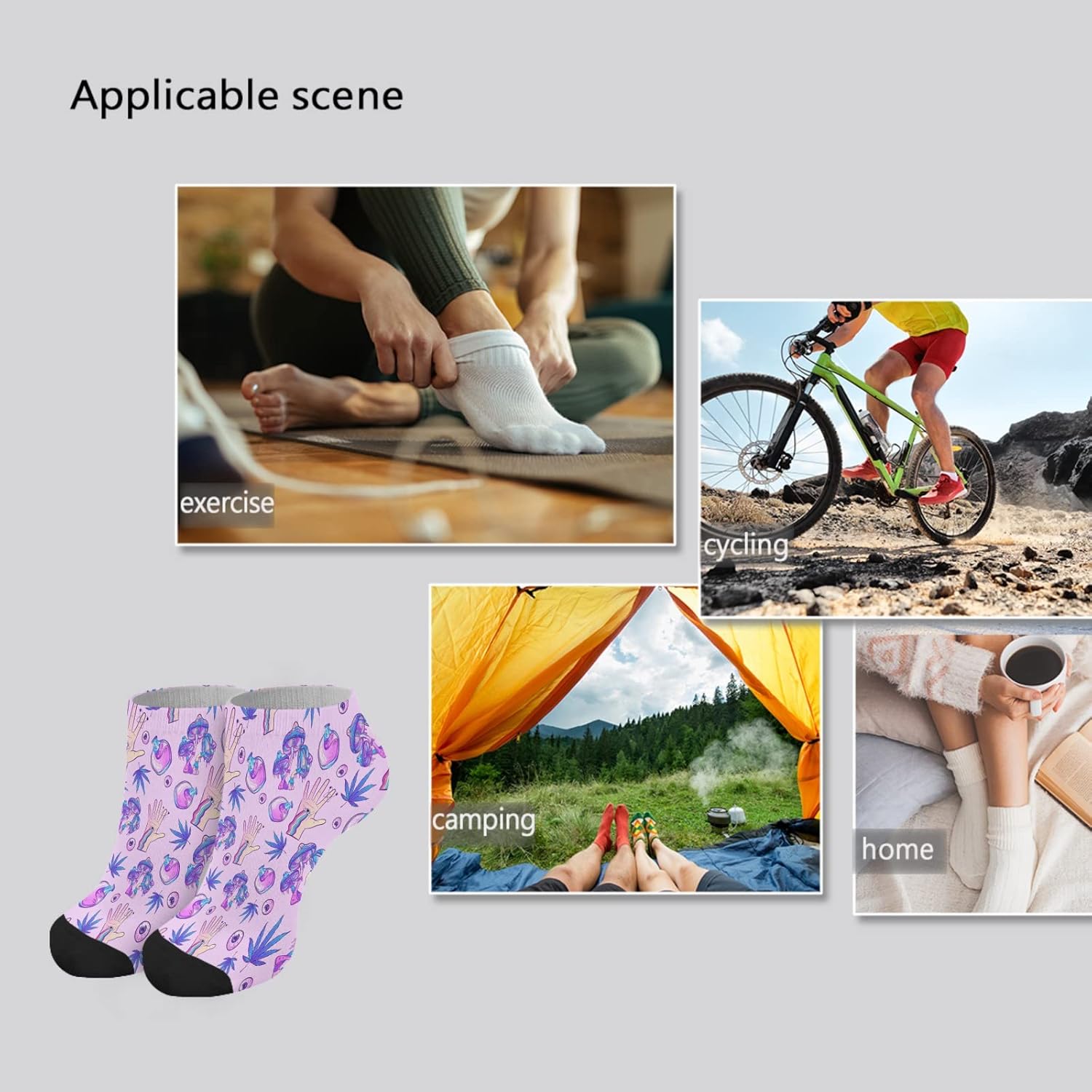 Devor Boys Crew Socks - Funny Mushrooms Invisible Liner