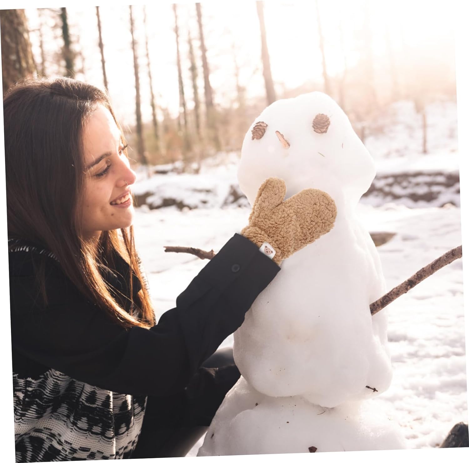 Cartoon Winter Plush Mitten Gloves for Cycling Skiing