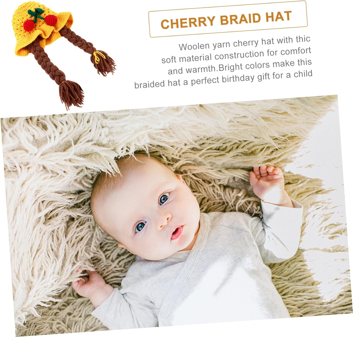 Stylish Cherry Design Handmade Wool Cap for Newborn Photography