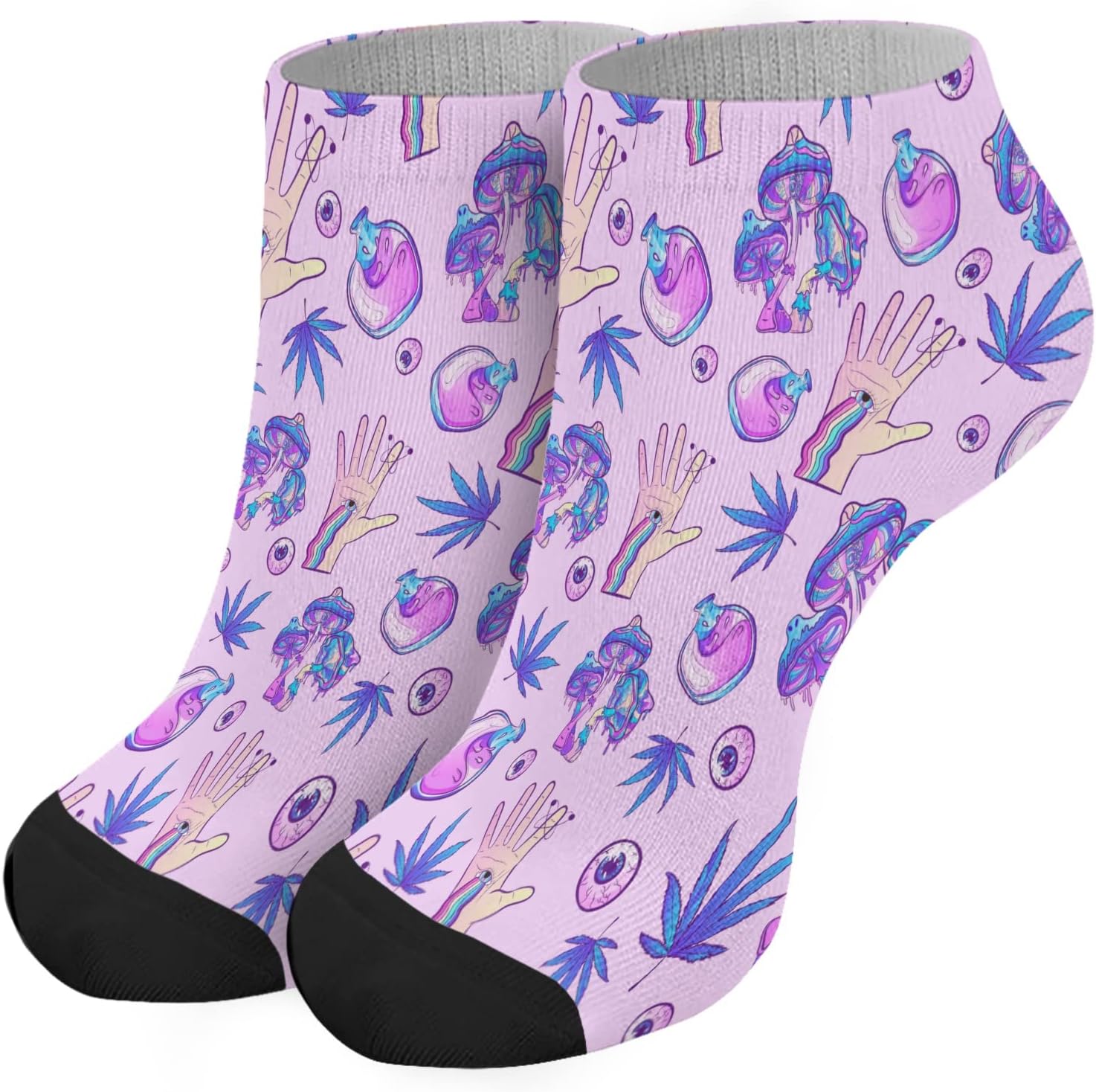 Devor Boys Crew Socks - Funny Mushrooms Invisible Liner