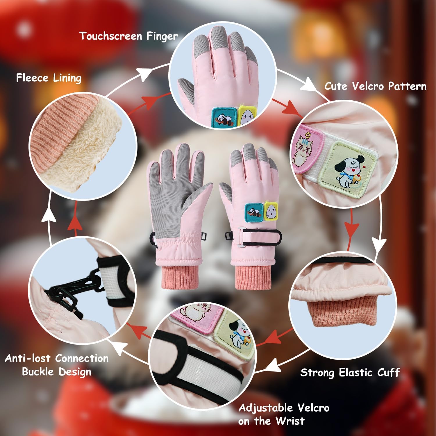Warm Waterproof Kids Snow Gloves