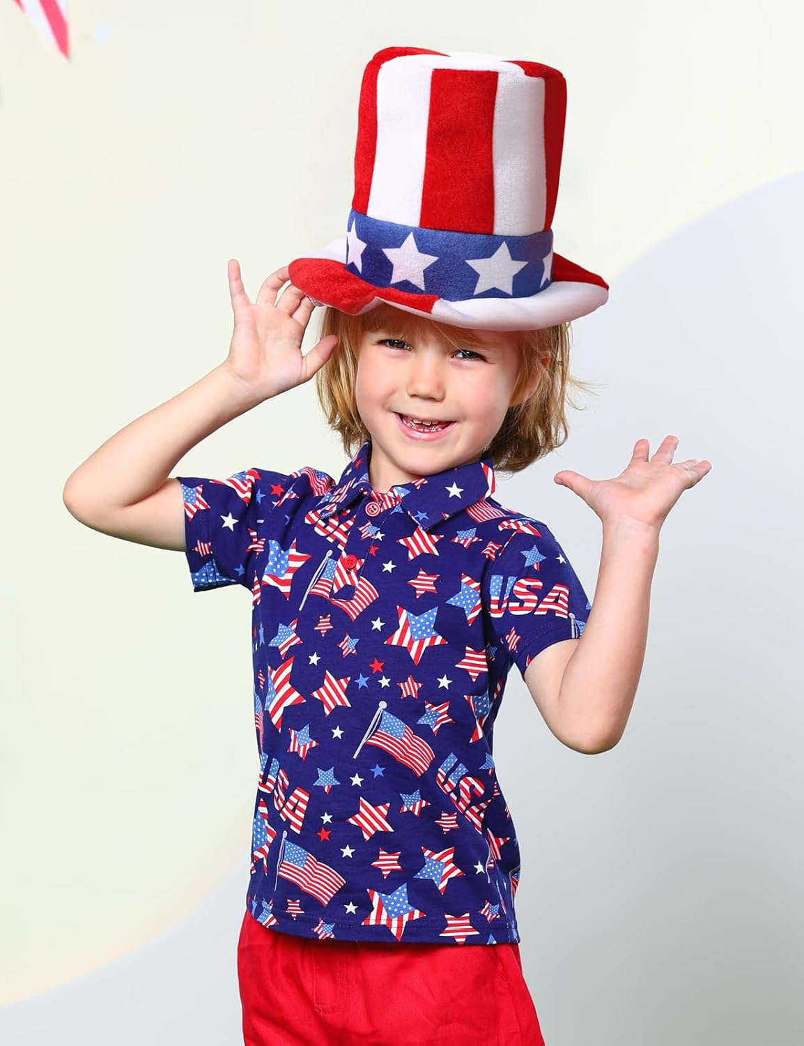 COSLAND 4th of July American Flag Top Hat for Kids