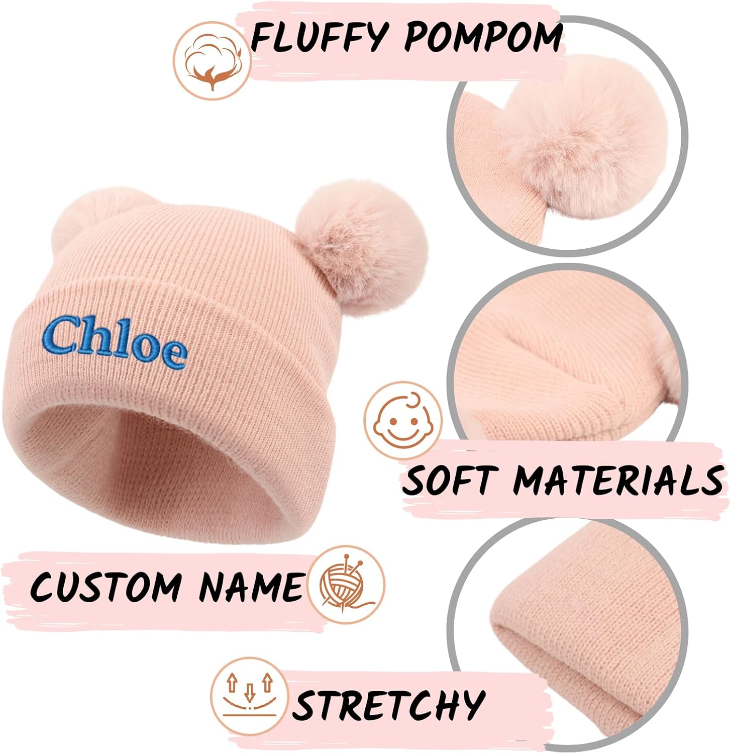 Lanleay Custom Name Beanie Hats for Babies Boys