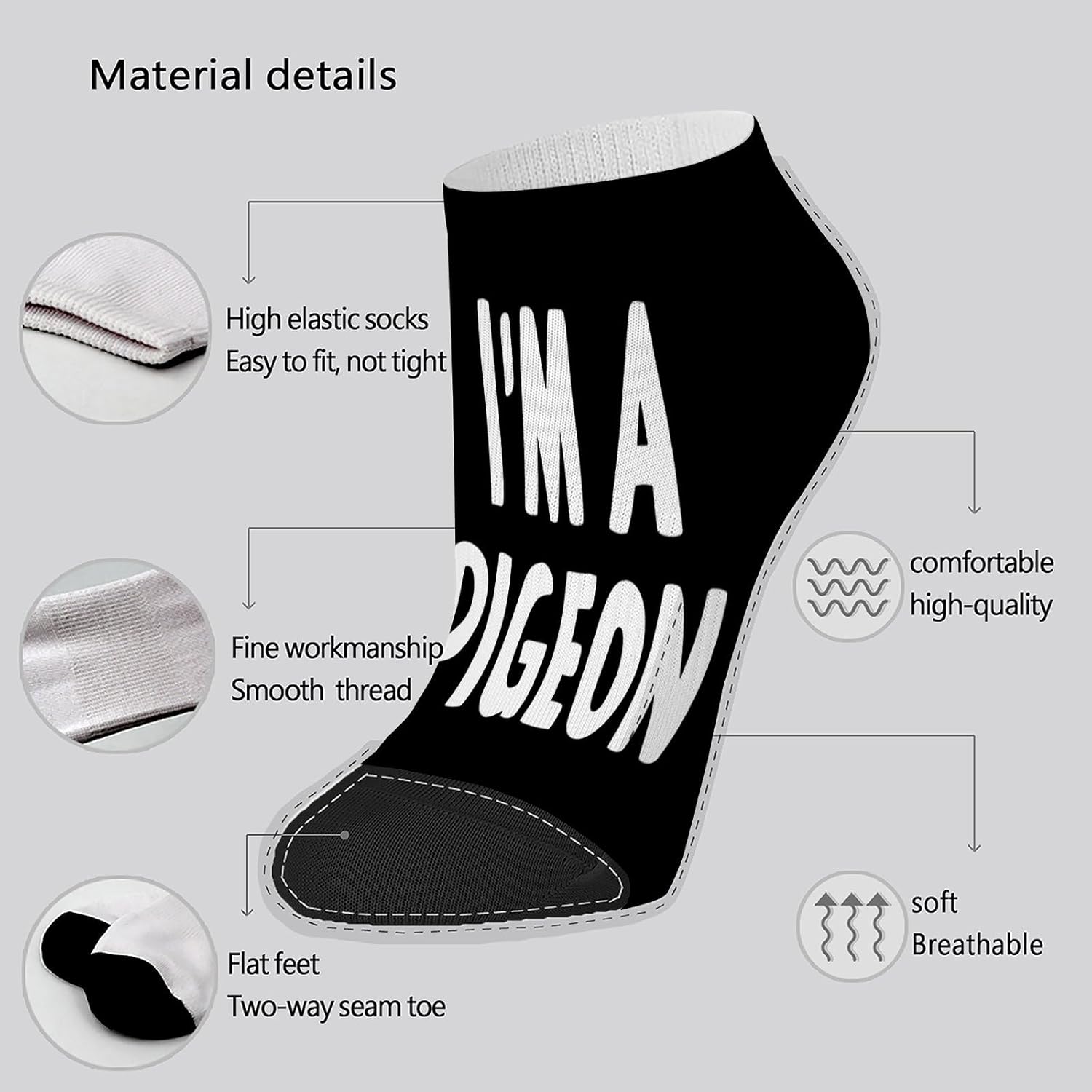 Im A Pigeon Boys Crew Socks No Show Socks