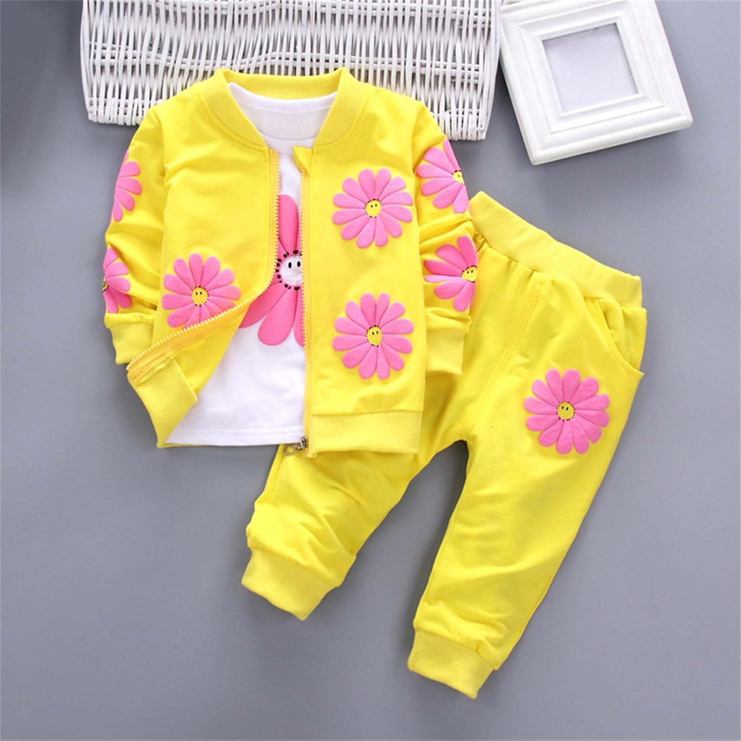 Floral 3-Piece Toddler Girls Set Long Sleeve Pullover
