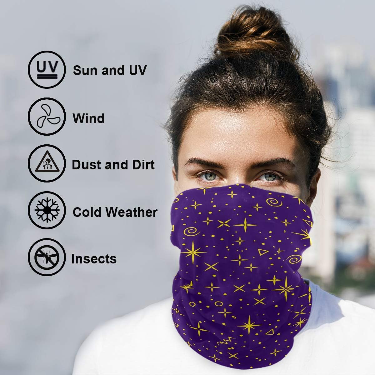 My Little Nest Unisex Balaclava Face Cover - Golden Shiny Stars Breathable Face Mask