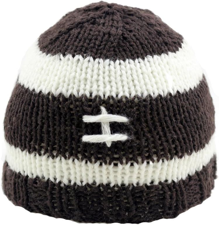 Baby Boys Brown Knit Croche Football Beanie Hat