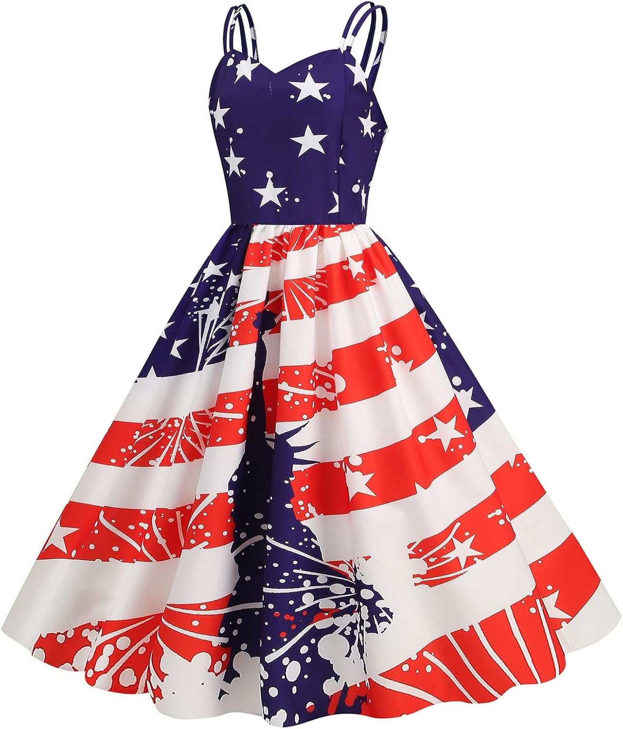 Patriotic Red White and Blue Mini Dress for Women