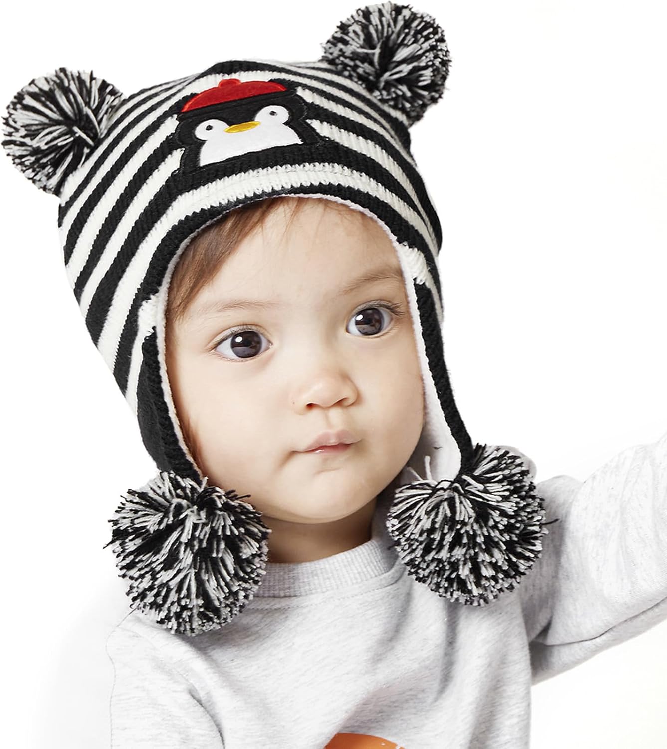 Century Star Baby Winter Fleece Hat with Pom Poms