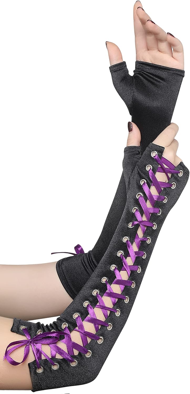 Elegant Party Gloves for Women - Long Elbow Lace-Ups