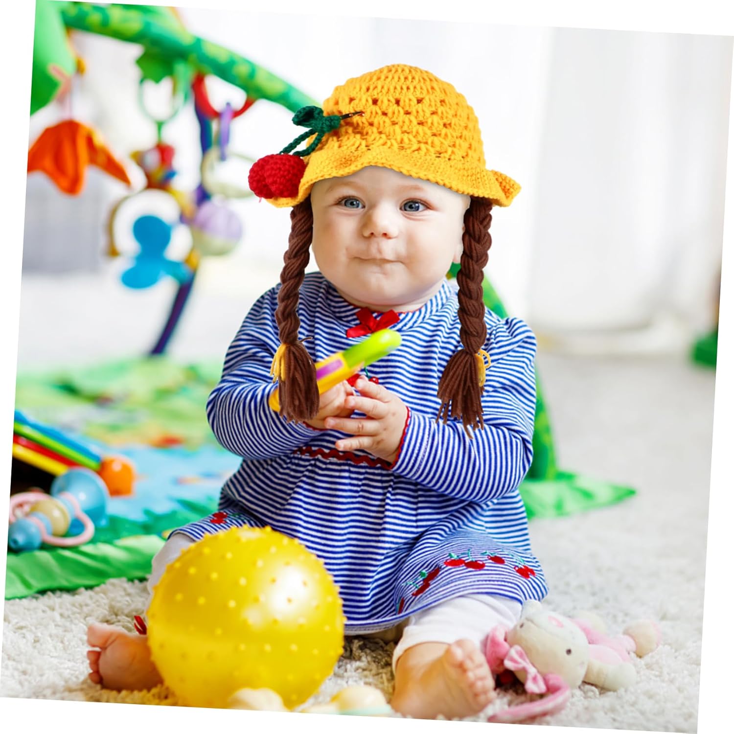 Stylish Cherry Design Handmade Wool Cap for Newborn Photography