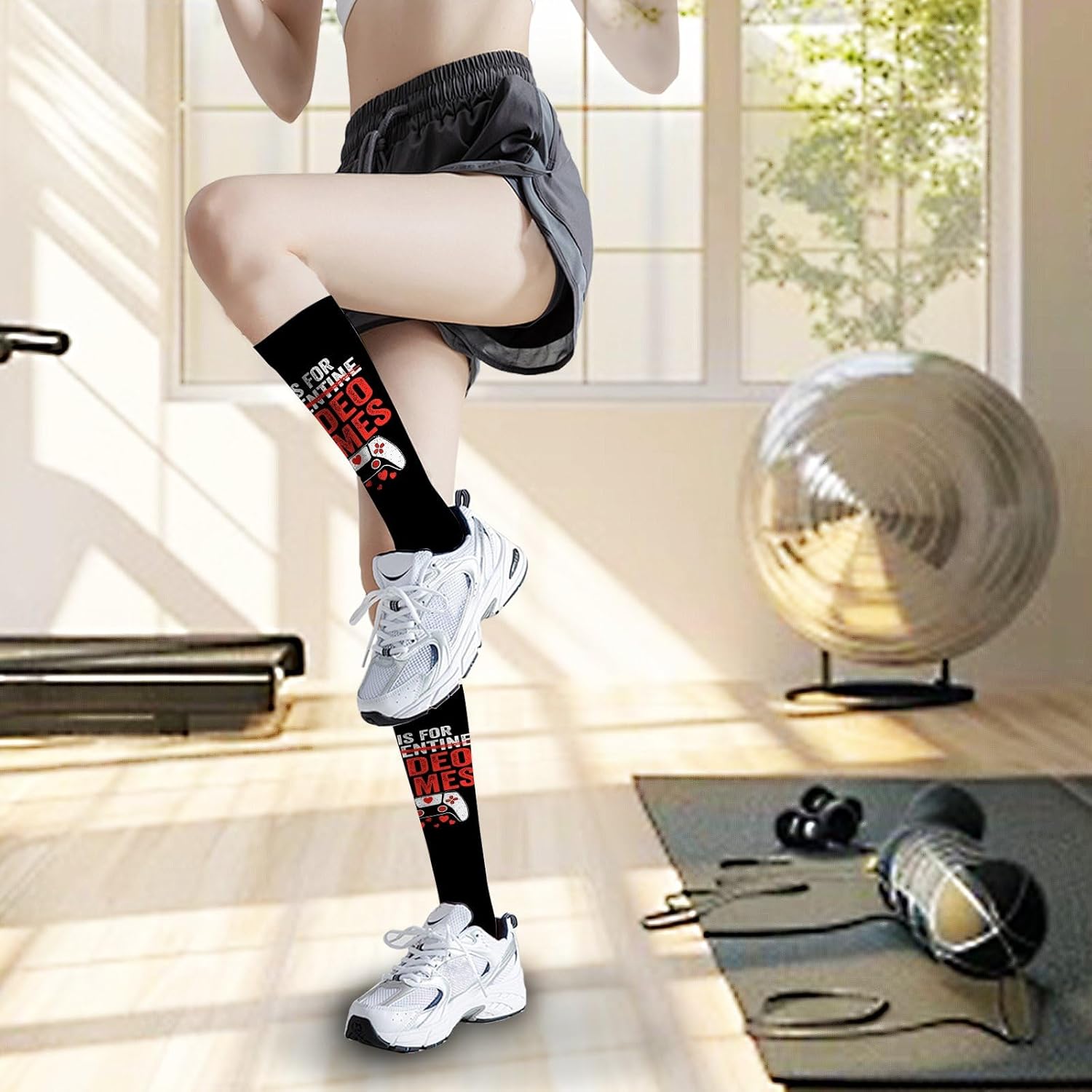 Mens Knee High Funny Socks for Gamers Valentines Day Xbox PS4