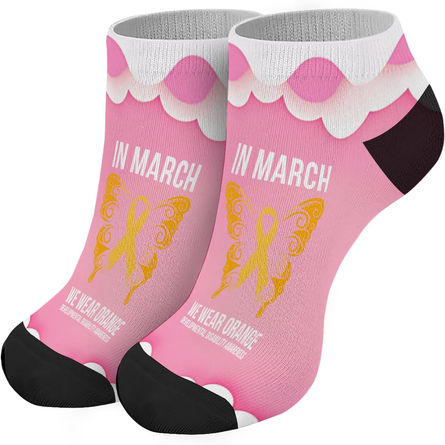 Fun Cool Orange Socks for Developmental Disability Awareness