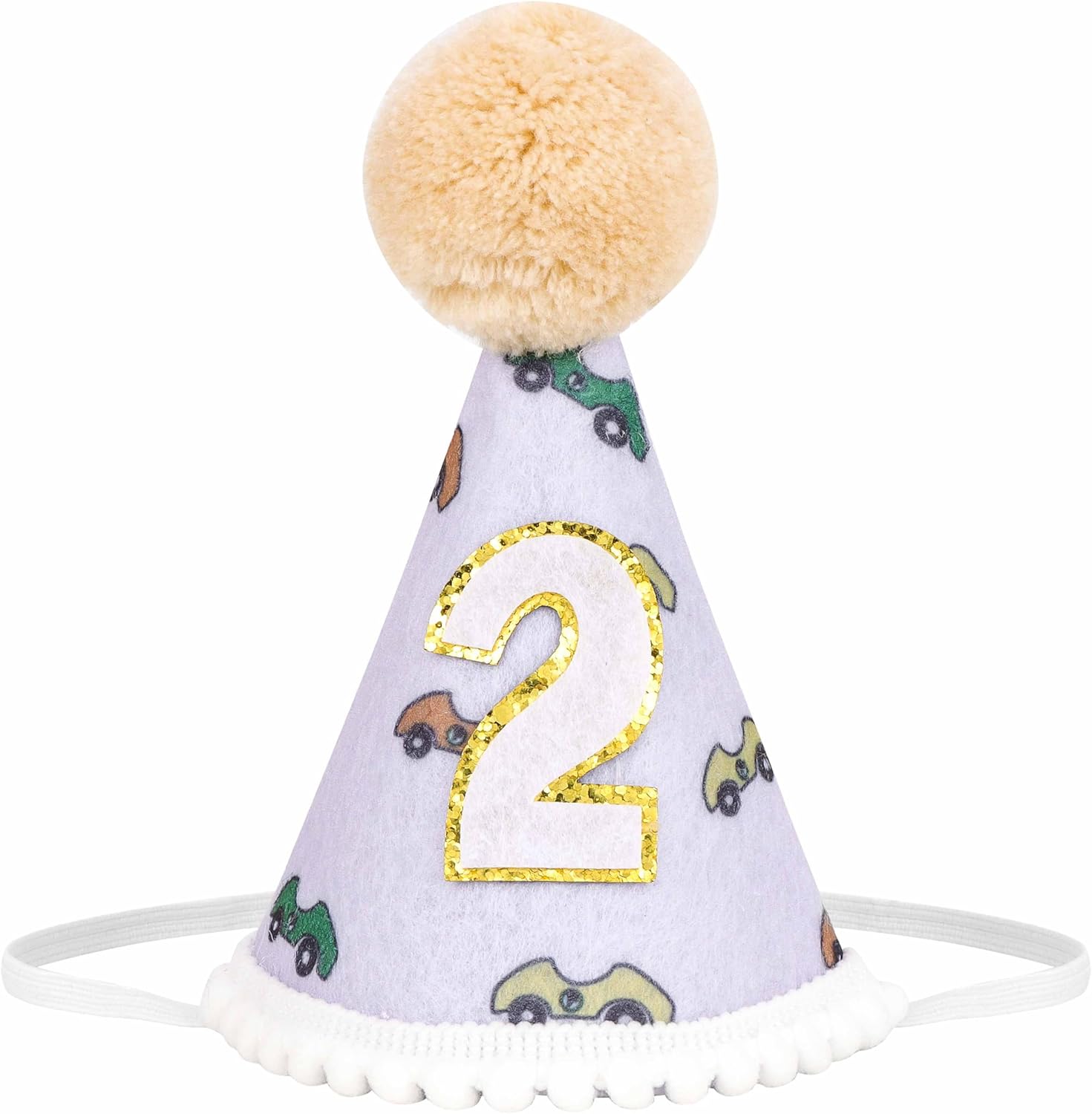 Tihebax 2nd Birthday Party Hat Boys Car Design Toddler Size