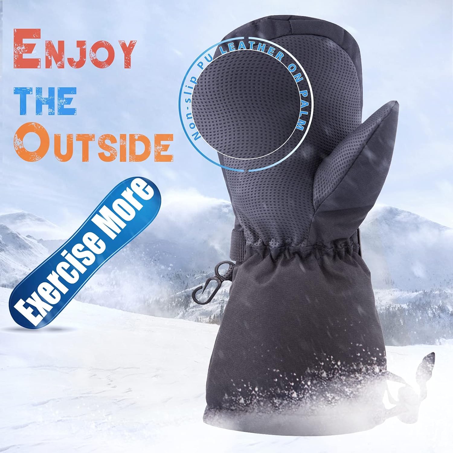 BAVST Winter Kids Waterproof Gloves for Boys Girls