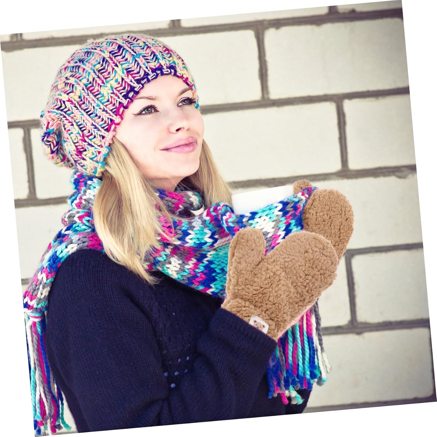 Cartoon Winter Plush Mitten Gloves for Cycling Skiing