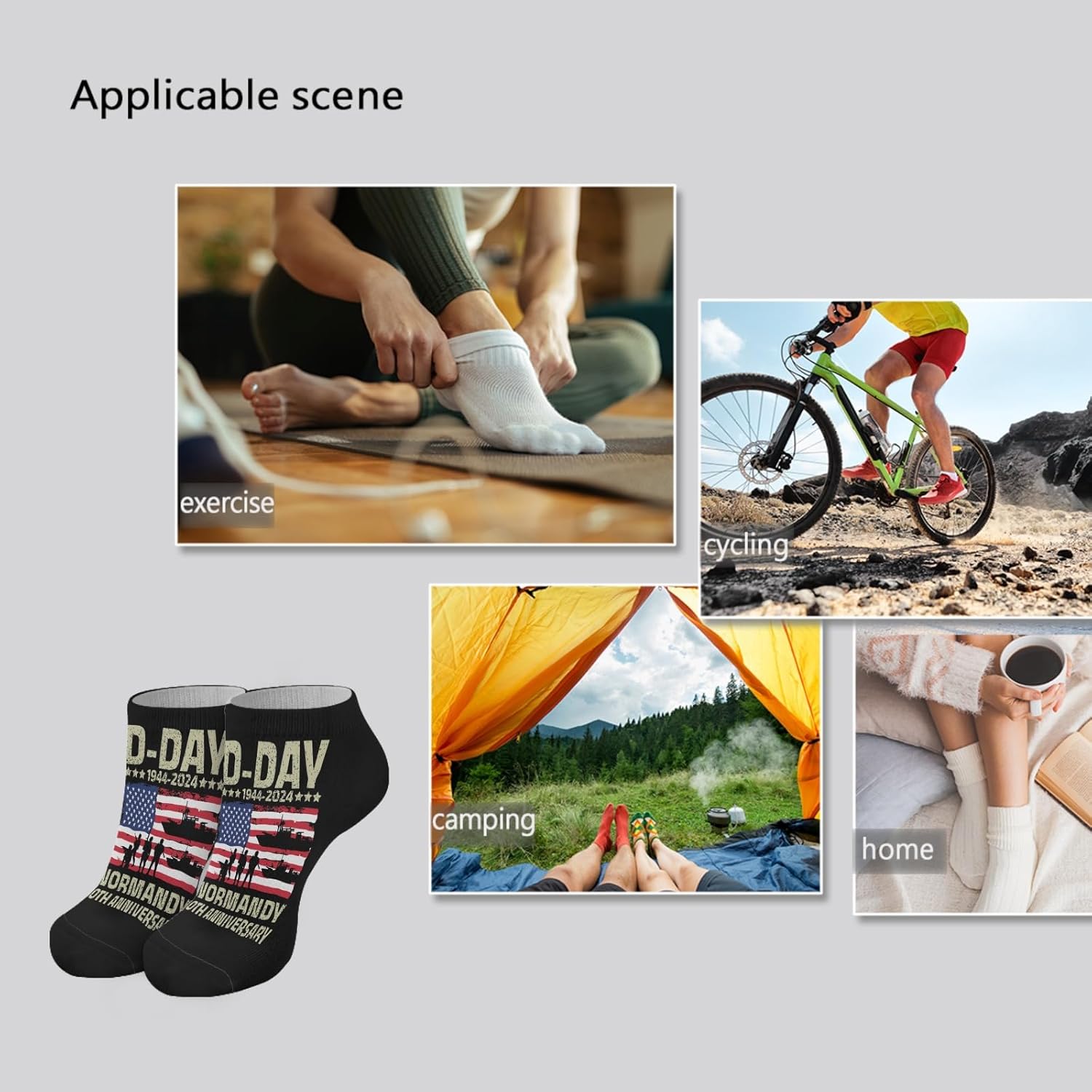 D Day Normandy 80th Anniversary Boys Ankle Socks Liner