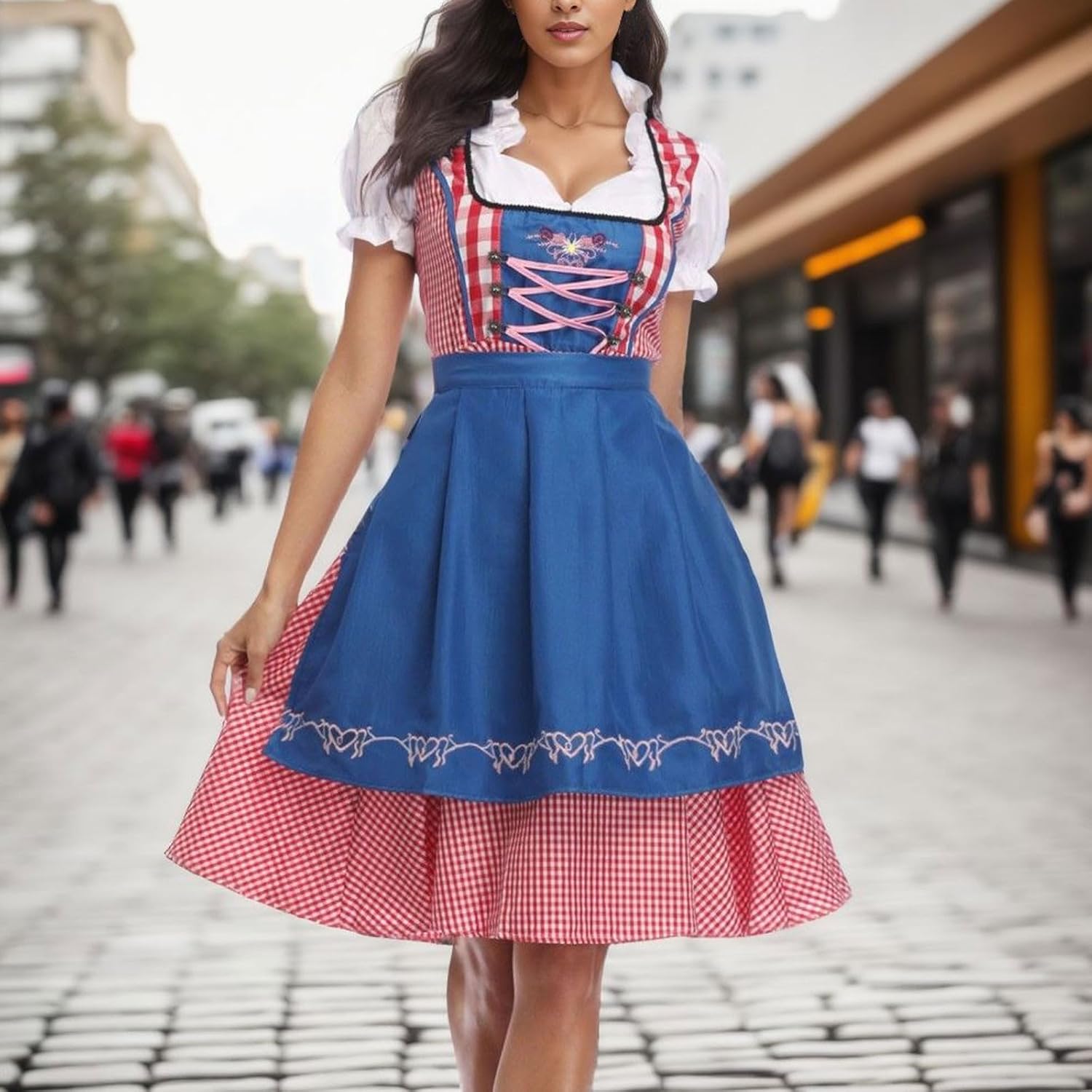 OVG Halloween Womens German Dirndl Dress Cosplay Costume - Bavarian Oktoberfest impressed