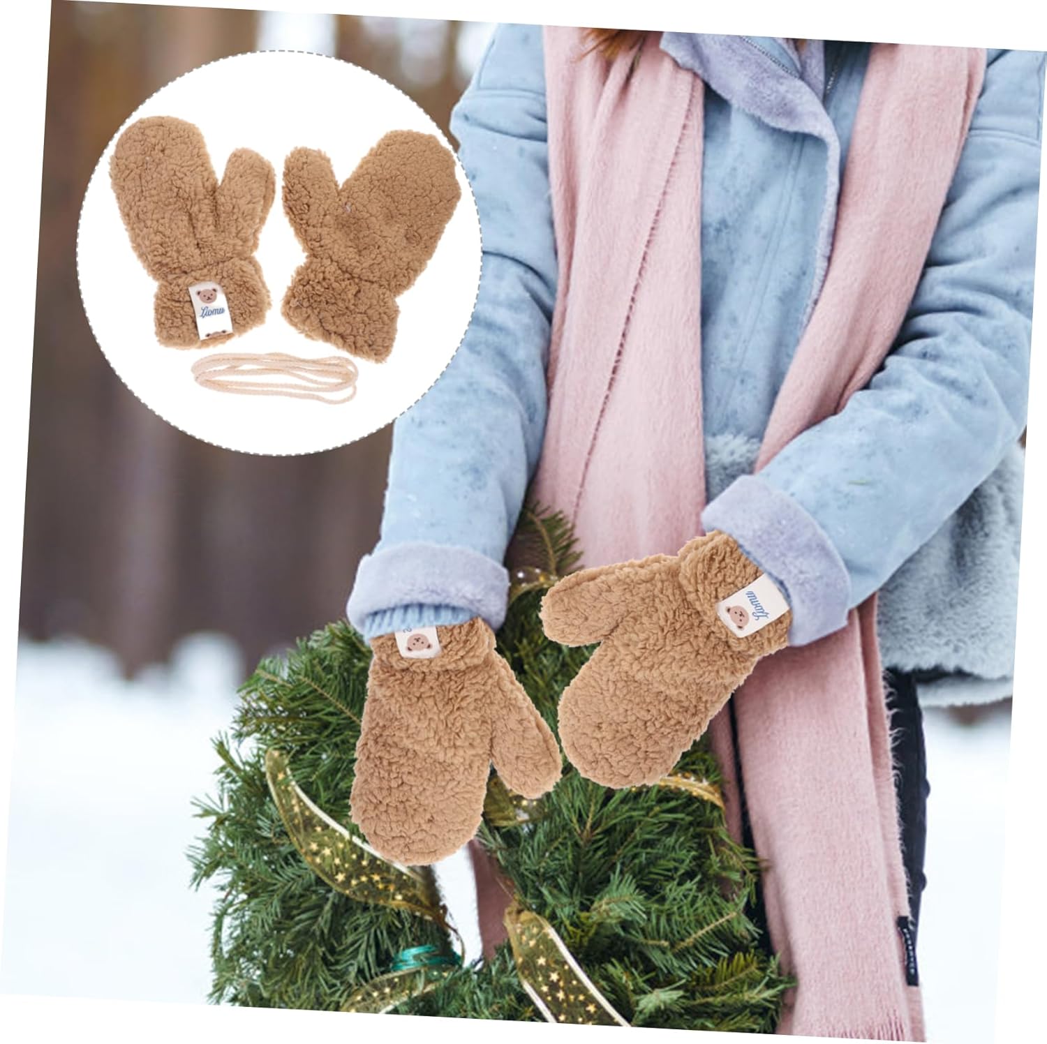 Cartoon Winter Plush Mitten Gloves for Cycling Skiing