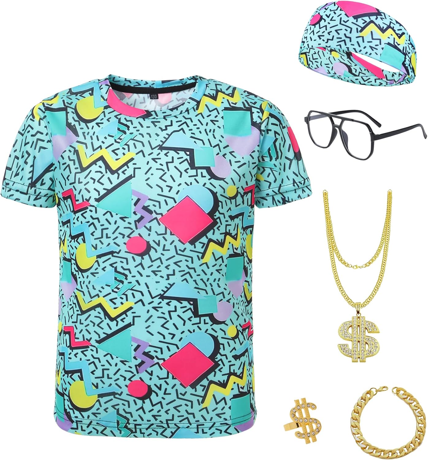 Exciting 80s 90s Hip Hop Hoop Headband T-Shirt for Kids Boys