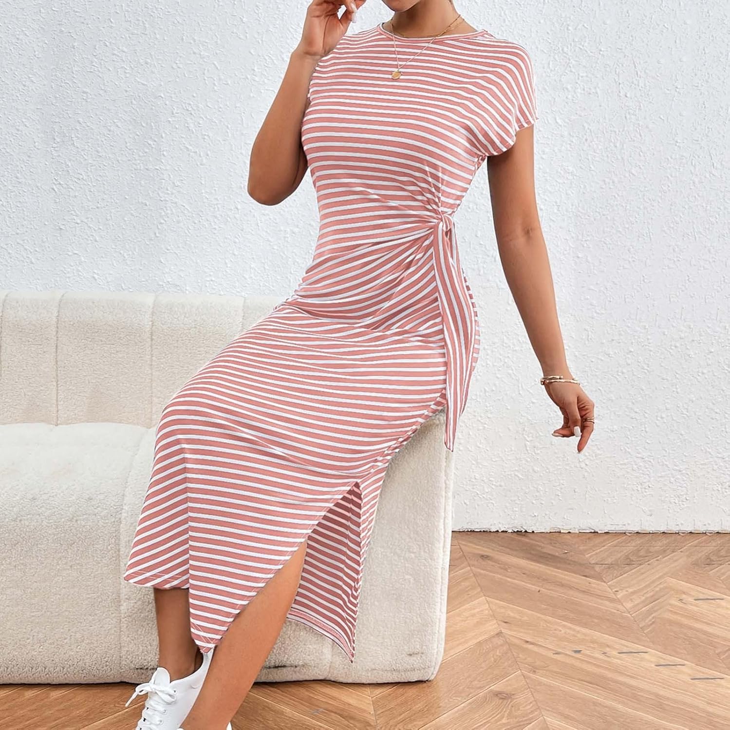 Striped Printed Fall Dress for Women