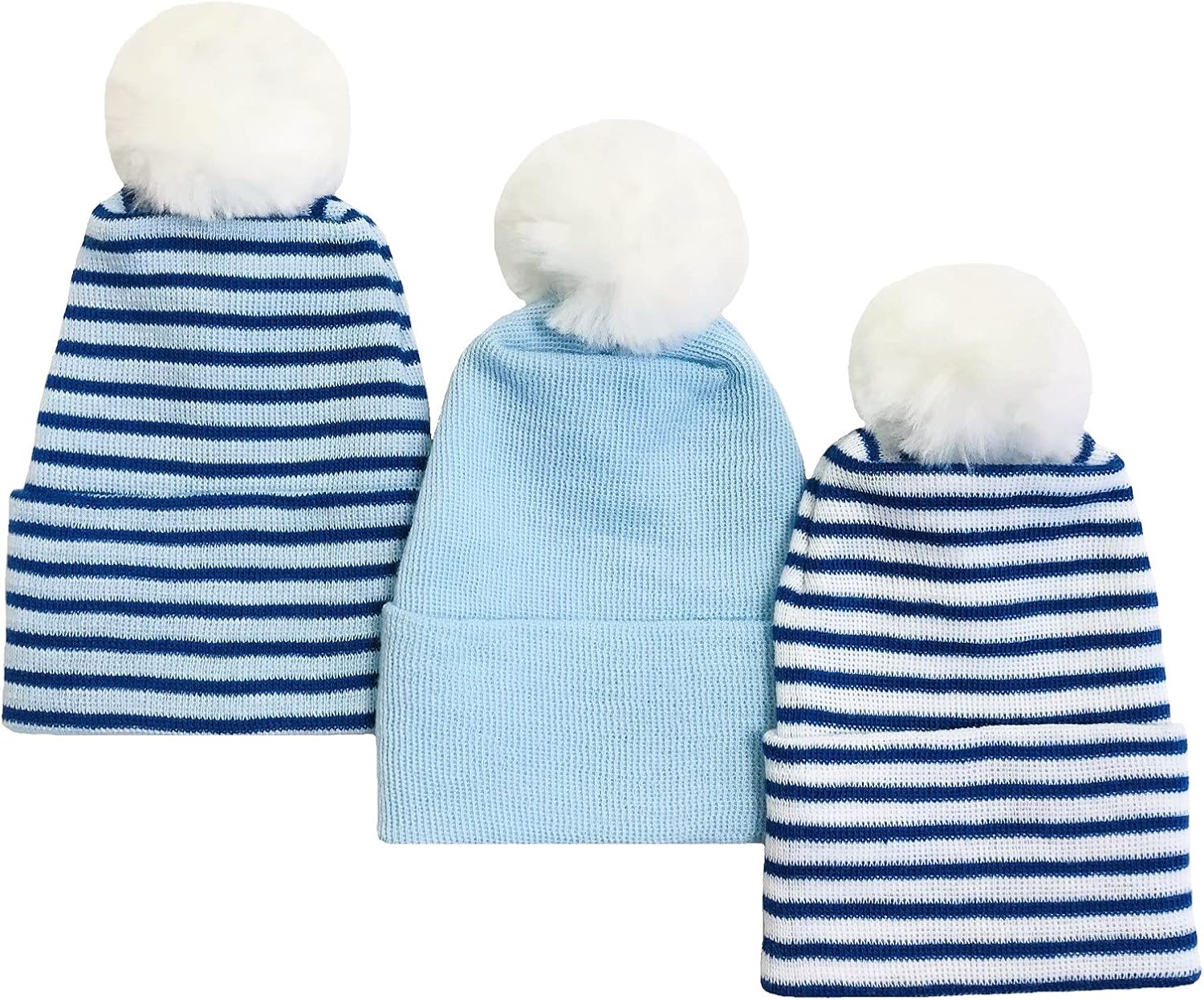 Perfect for Newborn Bundle ofStyle Knit Hats with Pom Poms