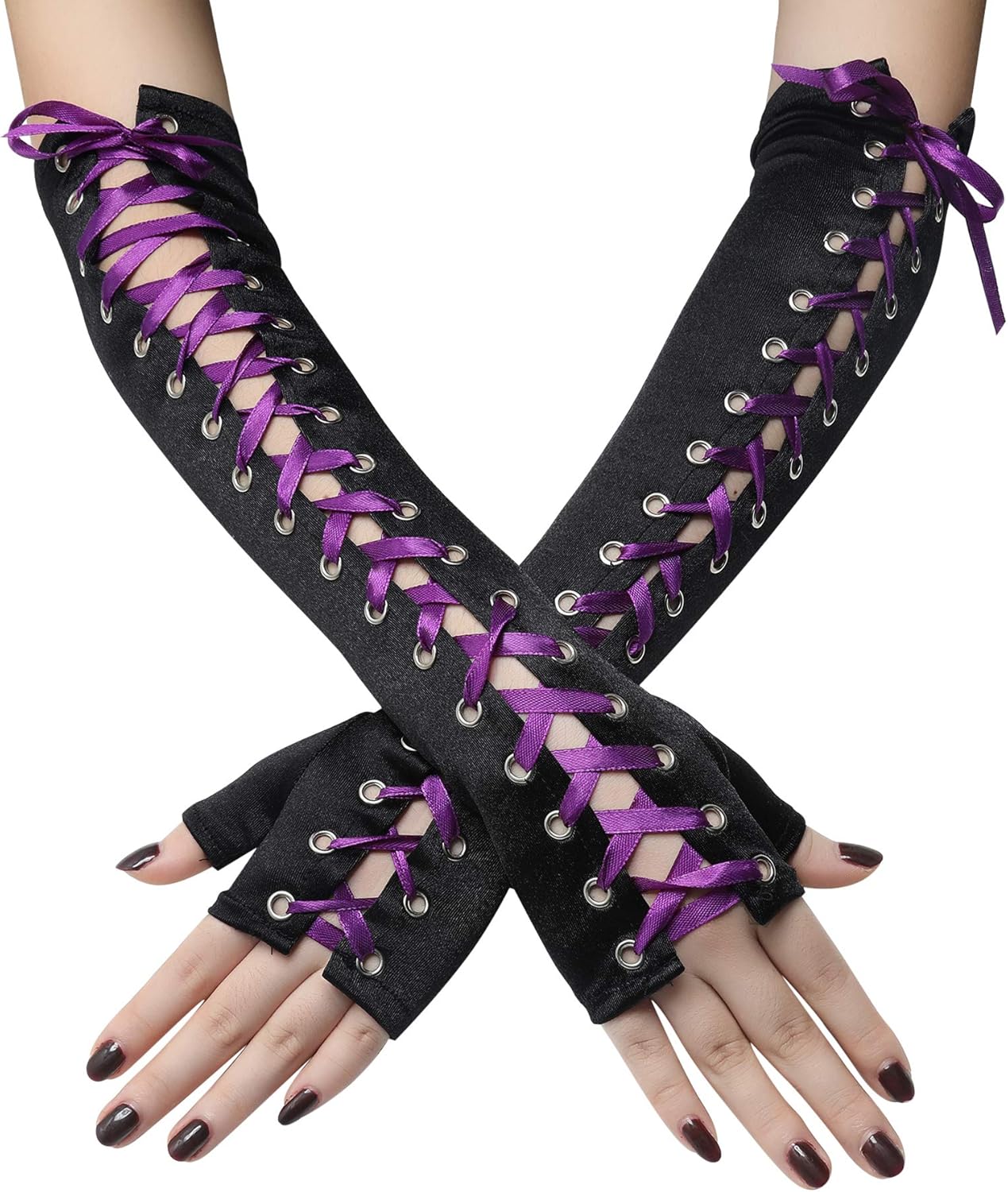 Elegant Party Gloves for Women - Long Elbow Lace-Ups