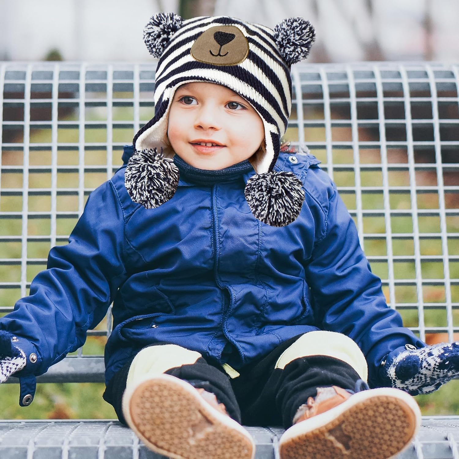 Century Star Baby Winter Fleece Hat with Pom Poms