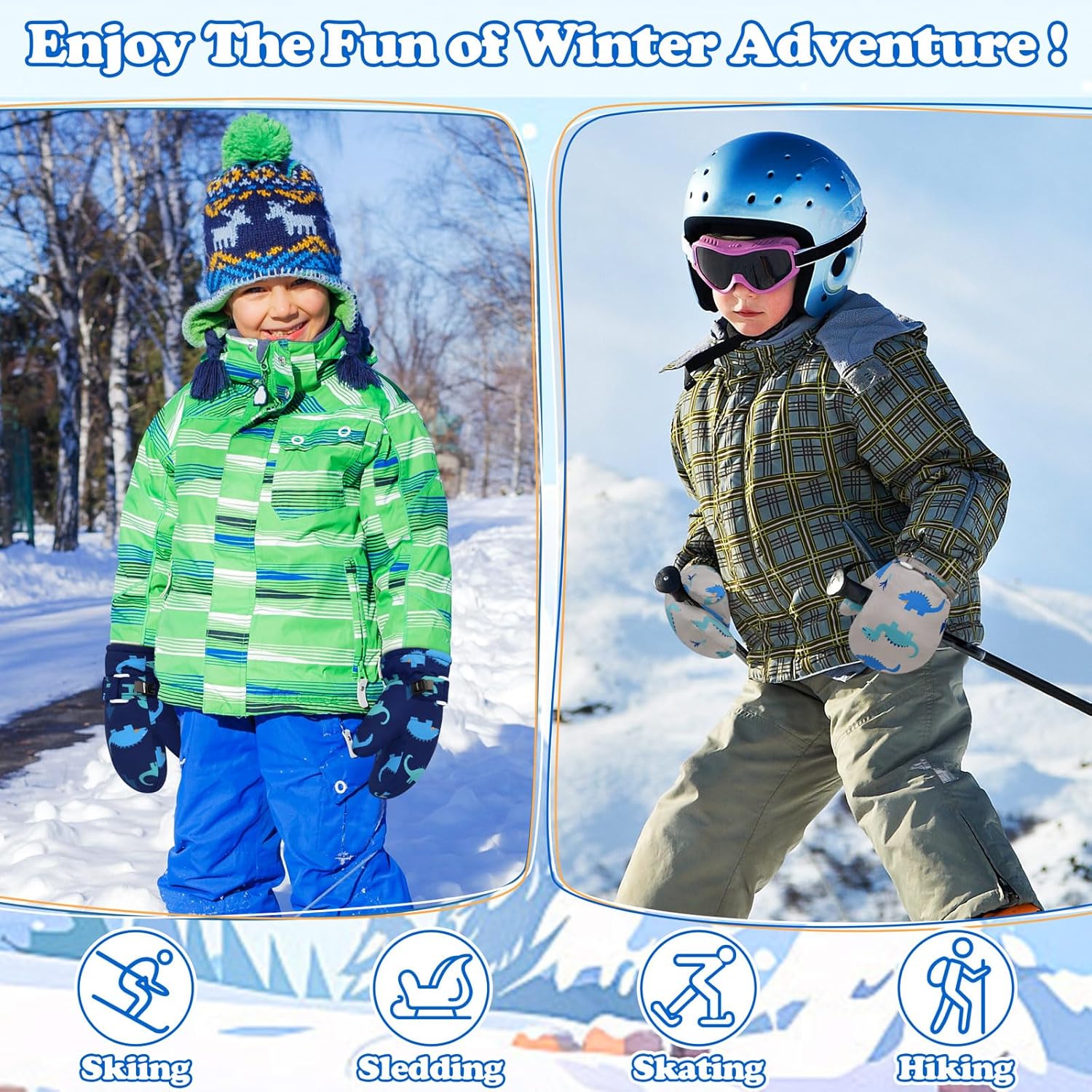 SarfelWaterproof Toddler Snow Mittens Stay Warm in Winter