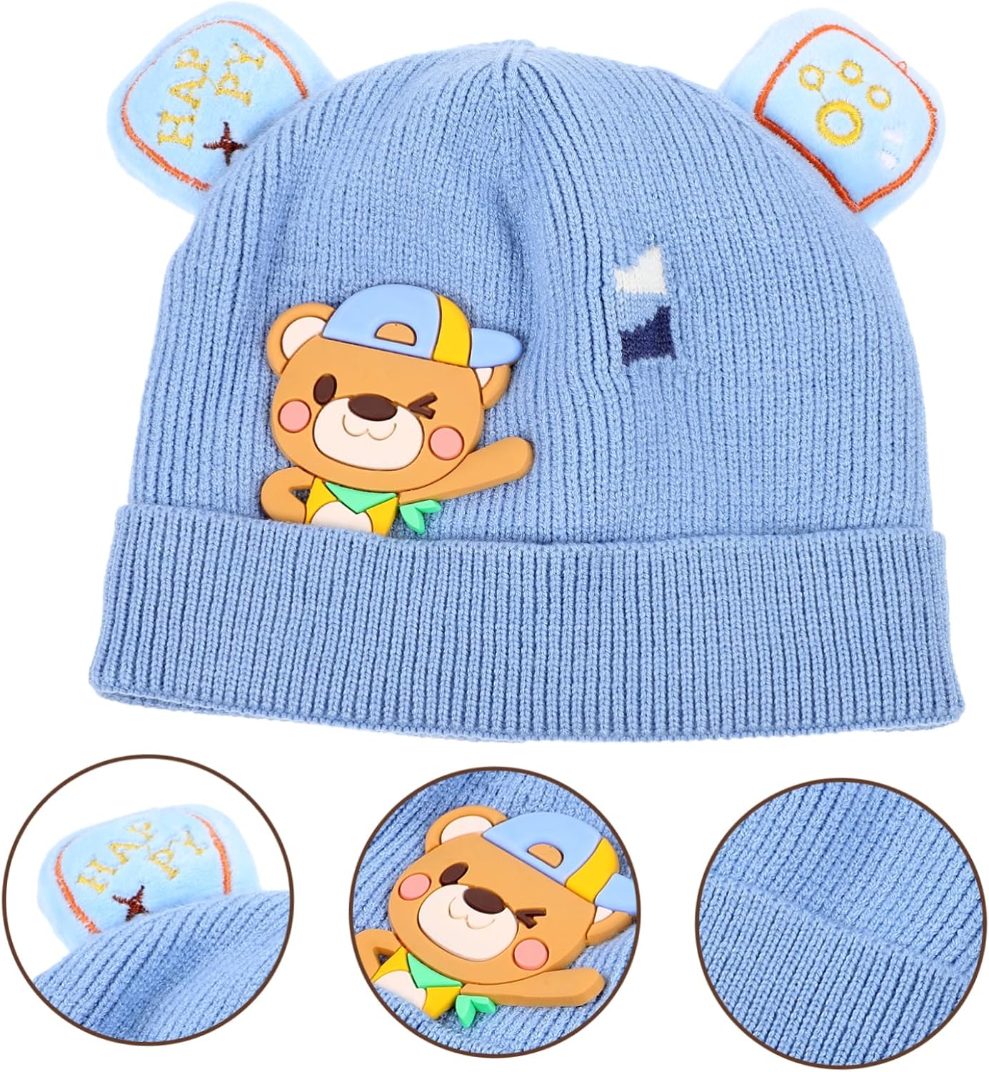 Cute Bear Knitted Hat for Boys Autumn Winter