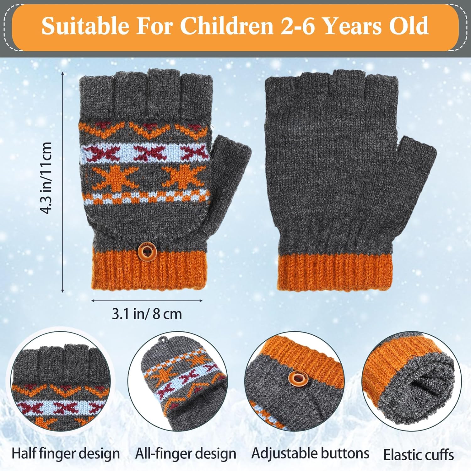 Winter Kids Gloves for Toddlers 2-6