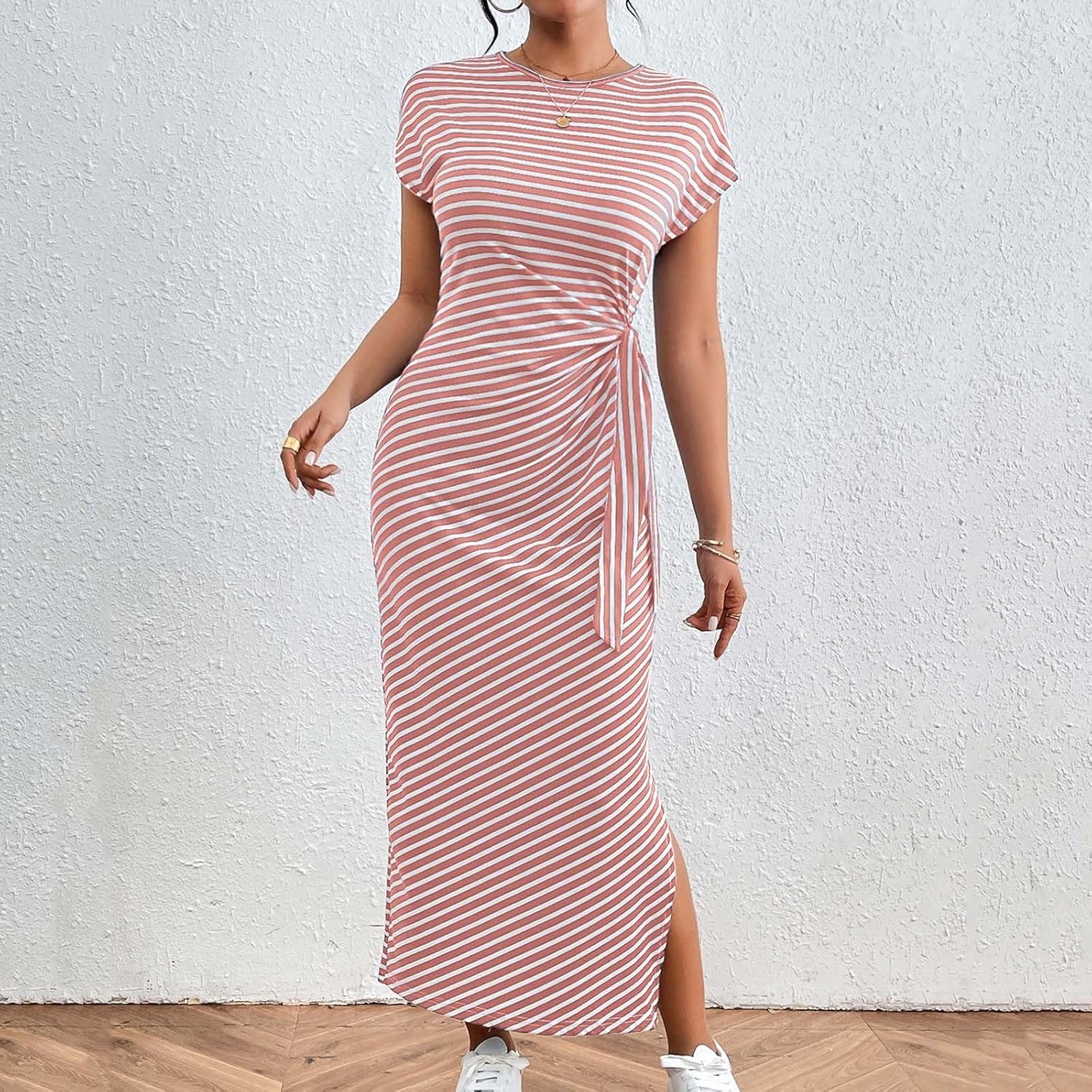 Striped Printed Fall Dress for Women