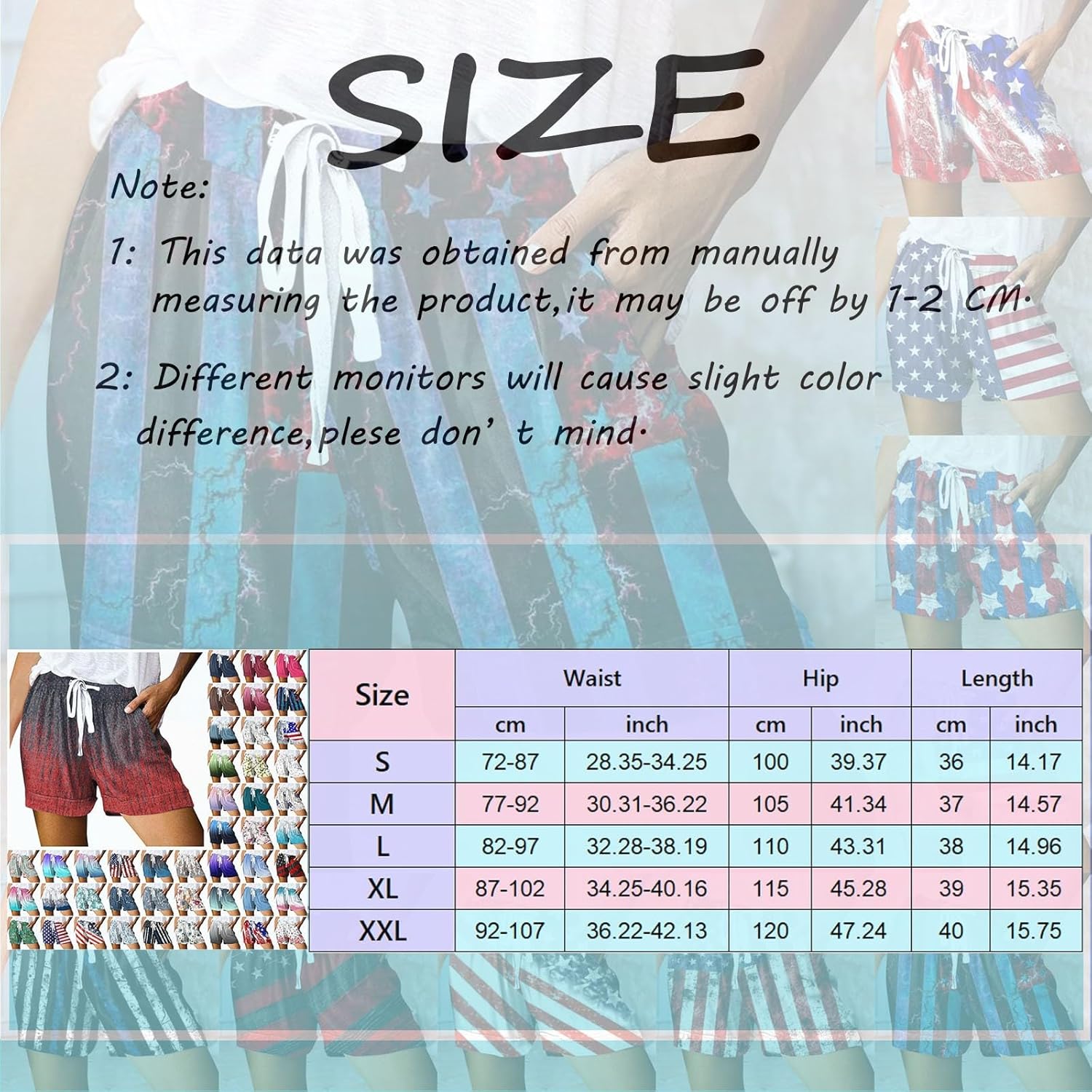 Patriotic Design Womens Denim Shorts