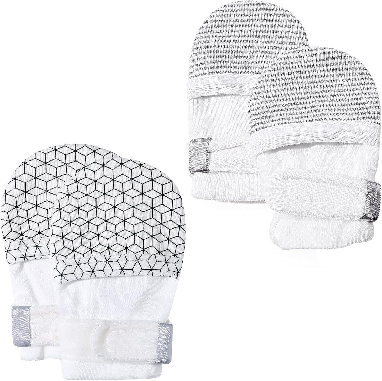 HAPIU Baby No Scratch Mittens Stay On - 100 Cotton Breathable and Adjustable