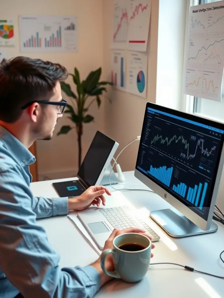 A data analyst interpreting complex data sets, identifying key trends and insights for a client's business strategy.