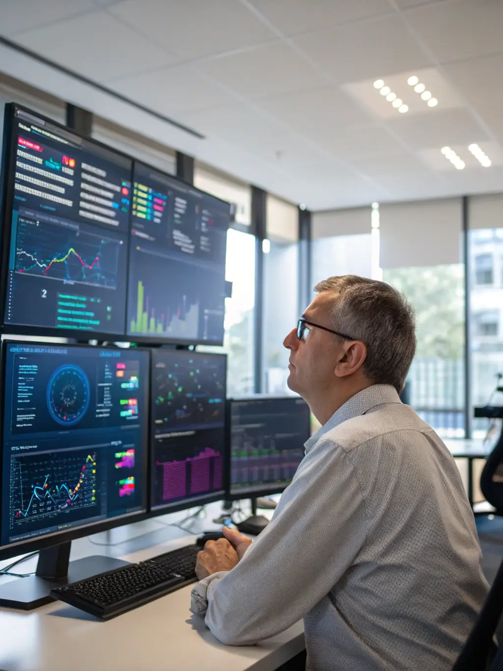 A data scientist analyzing complex datasets, identifying key trends and insights to drive data-driven decision-making.